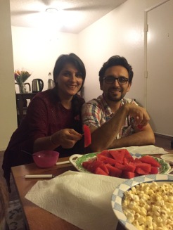 Arezoo & Bahram enjoying post dinner snacks